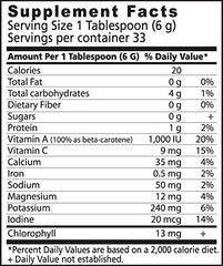 Close-up of Barley Grass powder with kelp ingredients