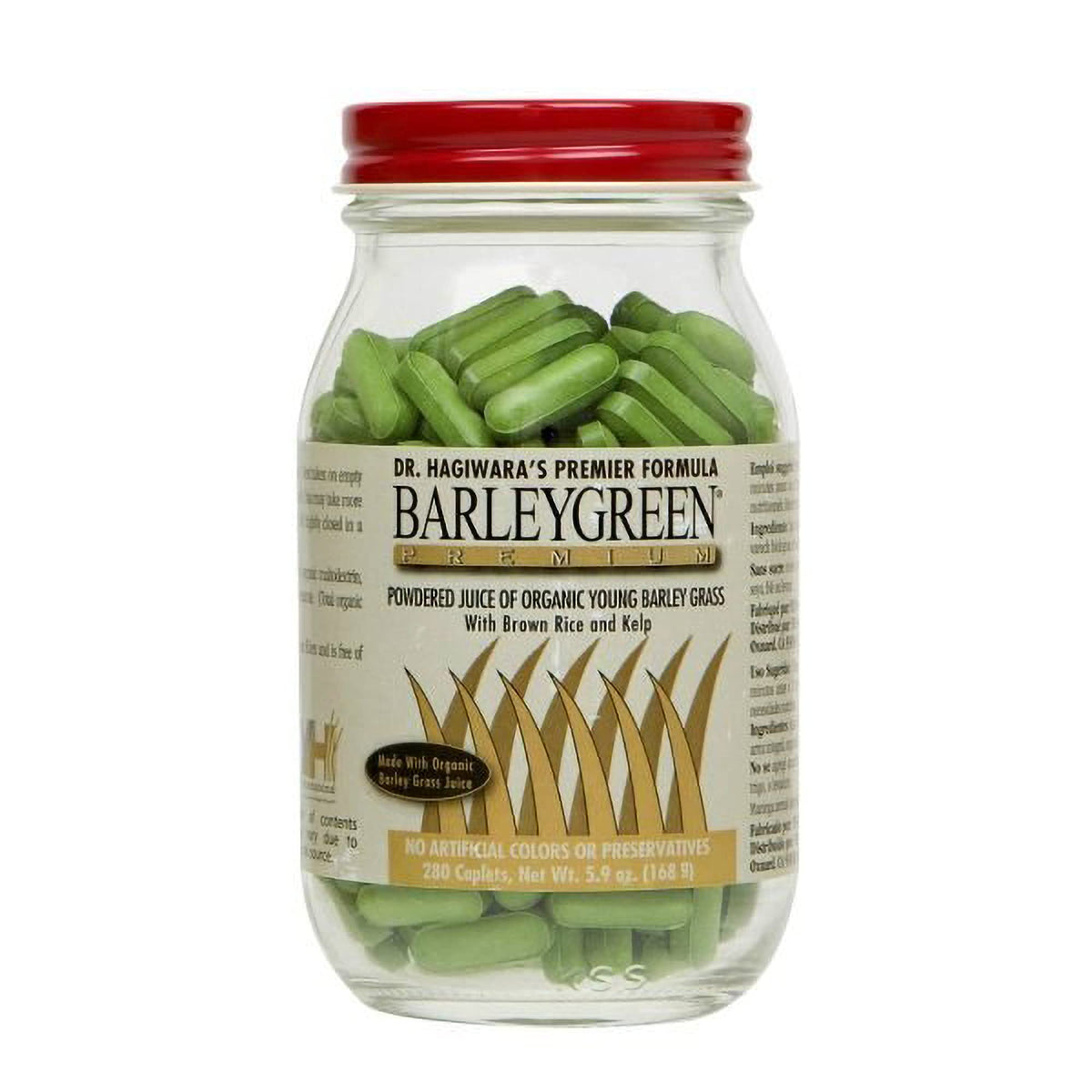BARLEYGREEN Premium Caplets with Kelp & Brown Rice 280 tablets bottle