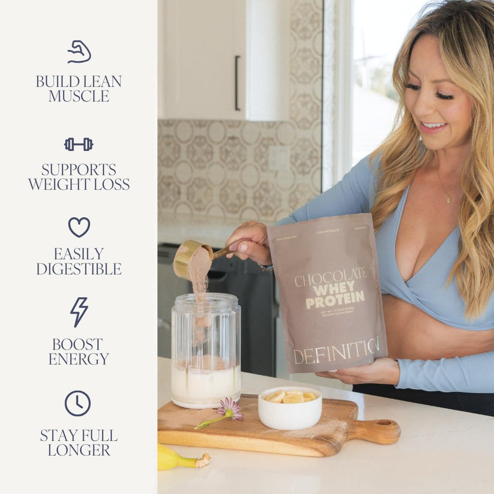 Barre Definition chocolate whey protein shake after training session