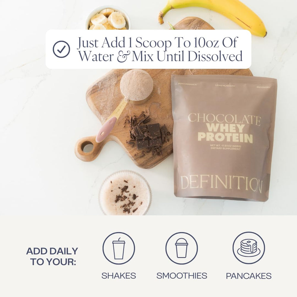 Barre Definition vanilla whey protein scoop in a shaker