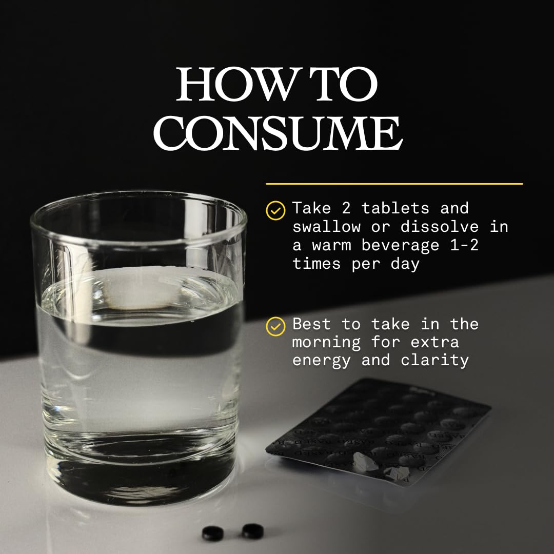 Energy and wellness concept featuring Shilajit tablets