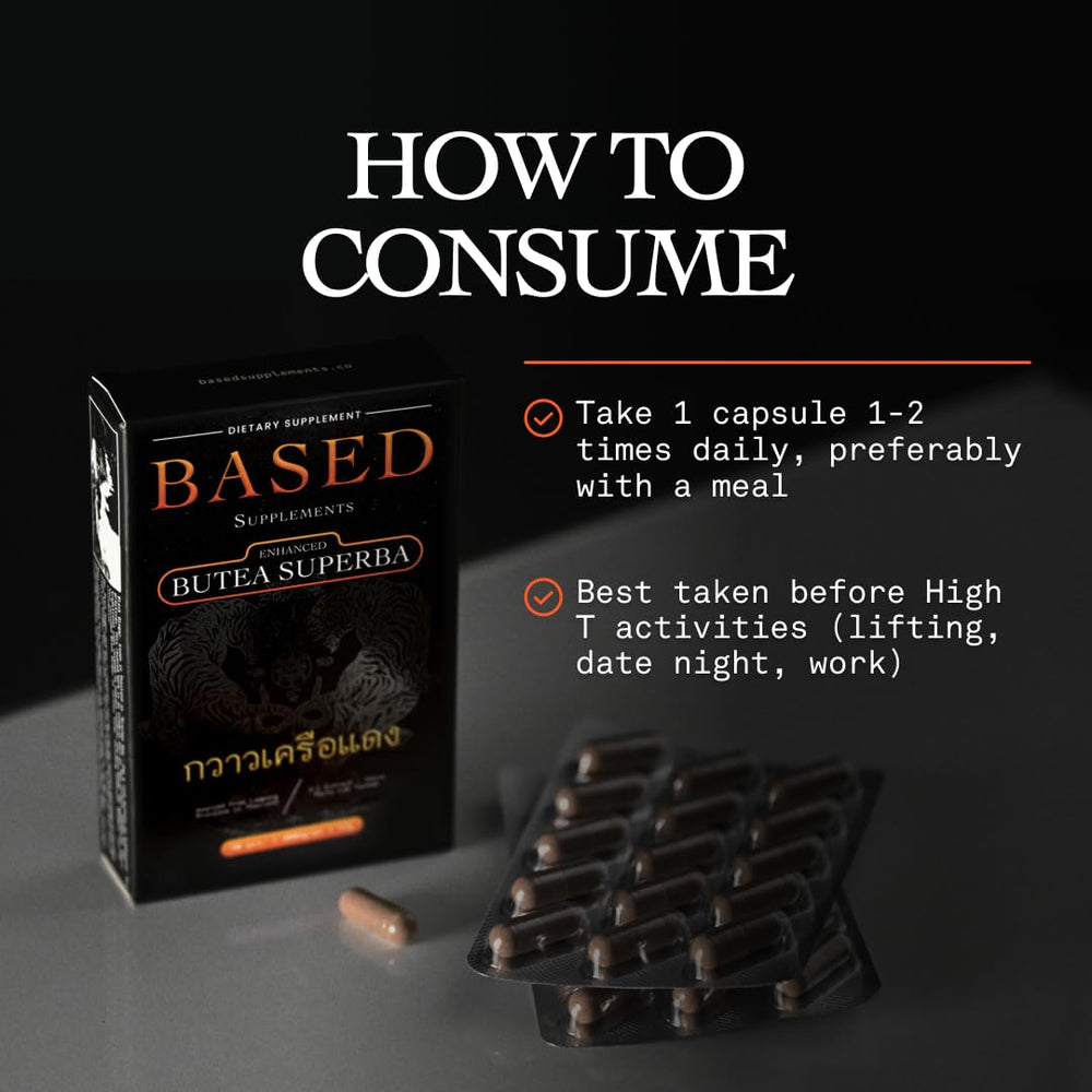 Based Supplements wild-harvested Butea Superba root preserves potency and natural flavor.