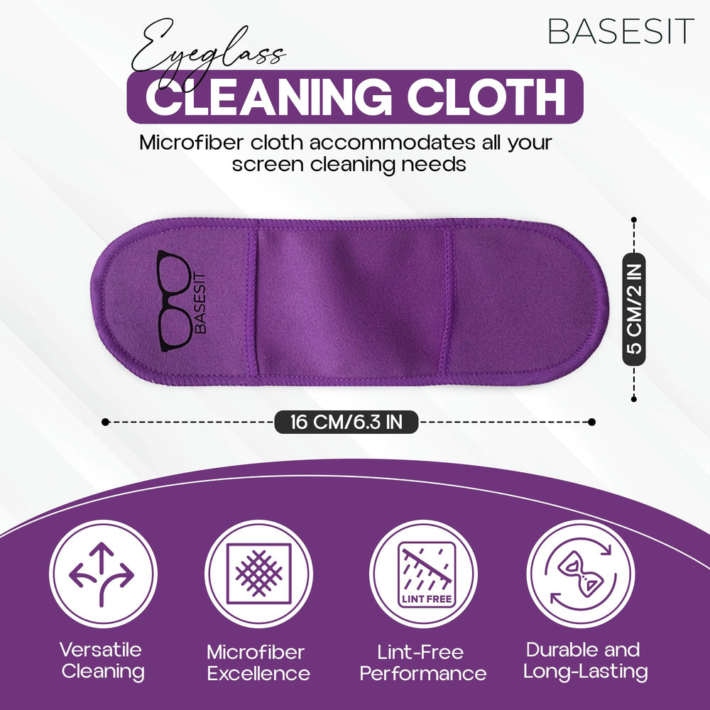 Basesit eyeglass cleaning cloth 4 pack – orange/purple microfiber cloths close-up (image 2)