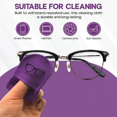 Portable eyeglass cleaning cloth set in orange and purple (image 4)