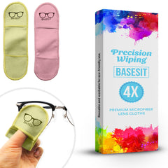 Basesit eyeglass cleaning cloth 4 pack pink and yellow front view