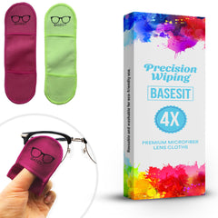 Basesit eyeglass cleaning cloth Rose/Green microfibers close-up