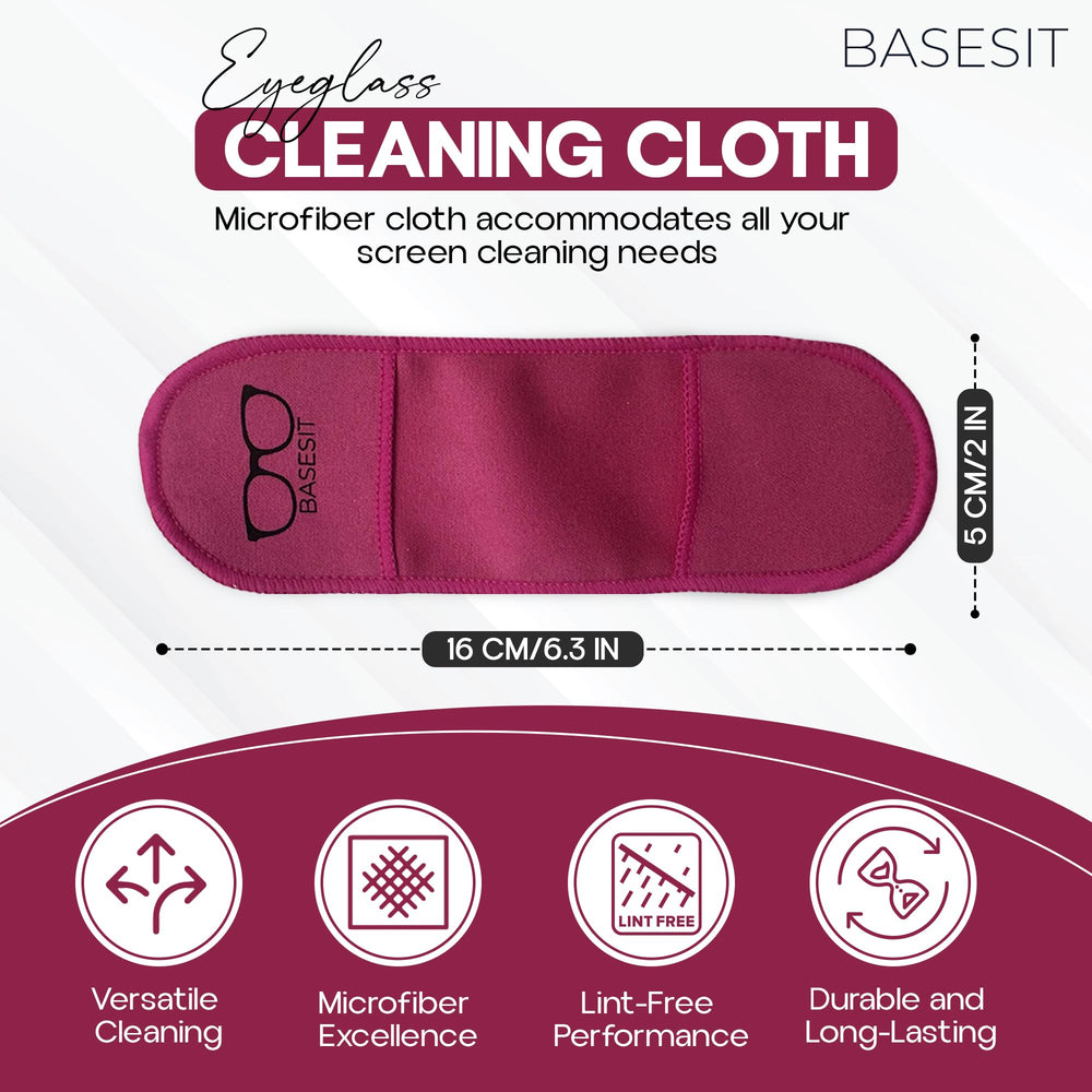 Four-pack of Basesit microfiber lens wipes in Rose and Green