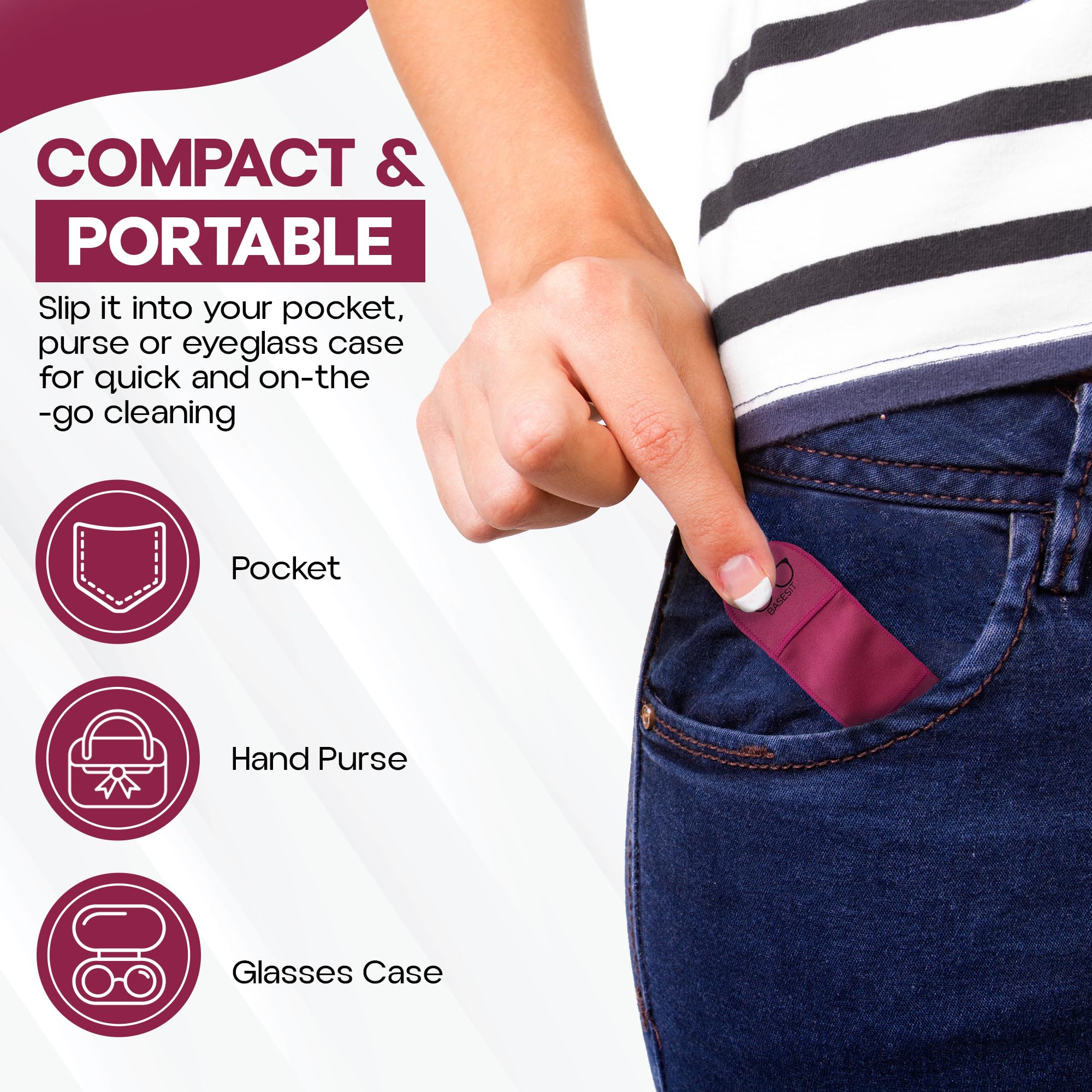 Rose/Green Basesit cloth ready for on-the-go use