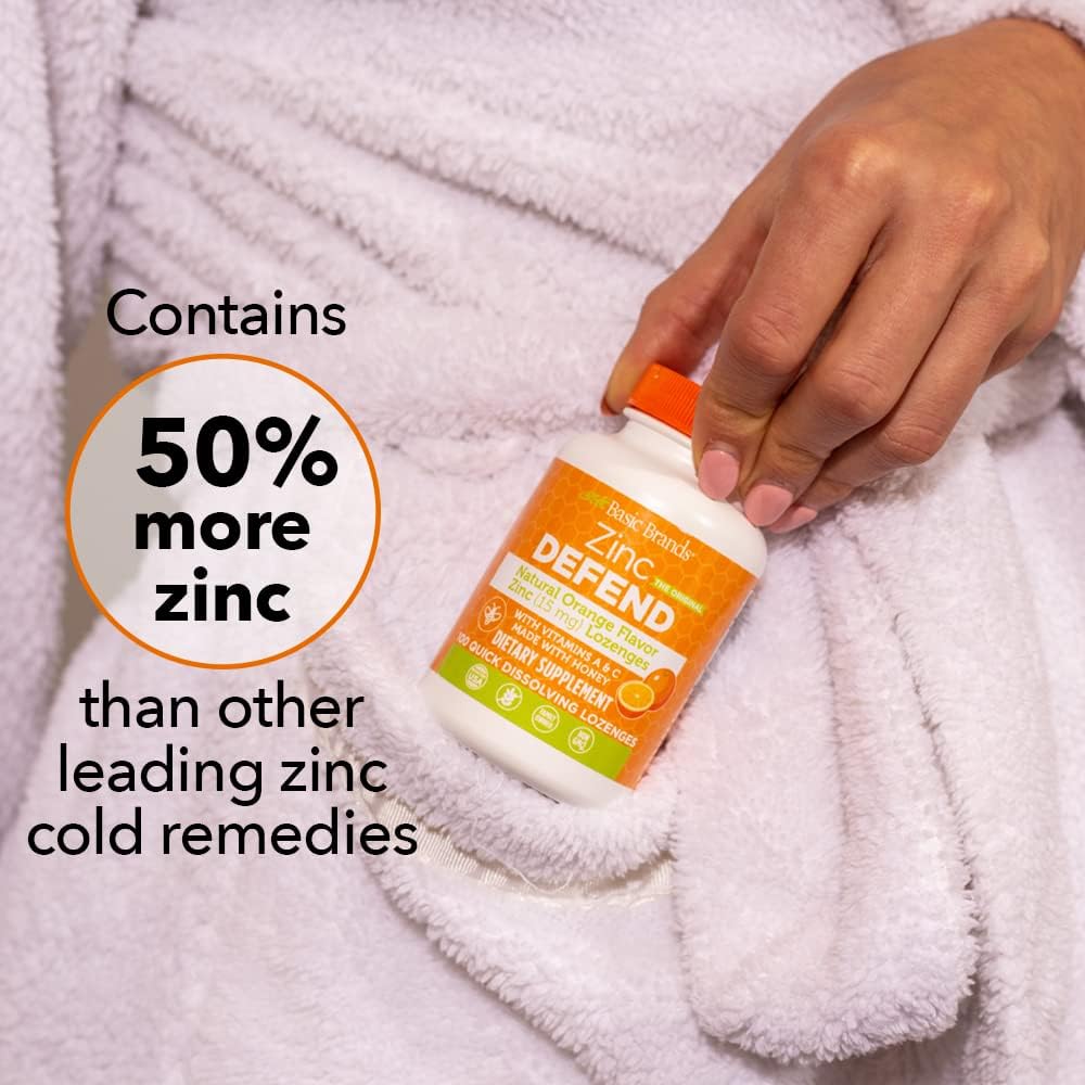 Product label of Basic Brands Zinc Lozenges orange