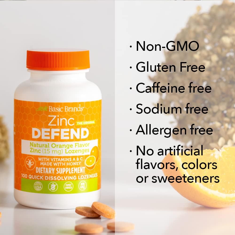 Packaging of Basic Brands Zinc Lozenges Orange