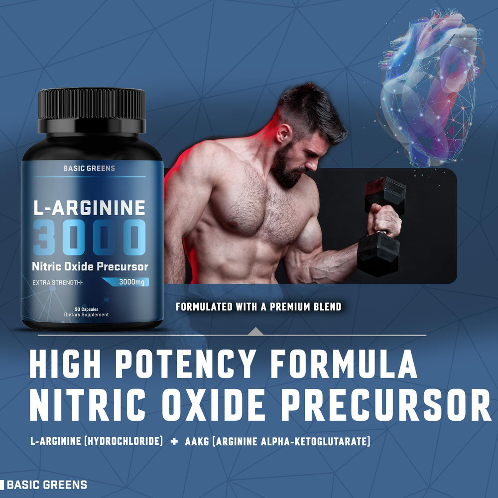 Close-up of vegan L-Arginine 3000mg capsules