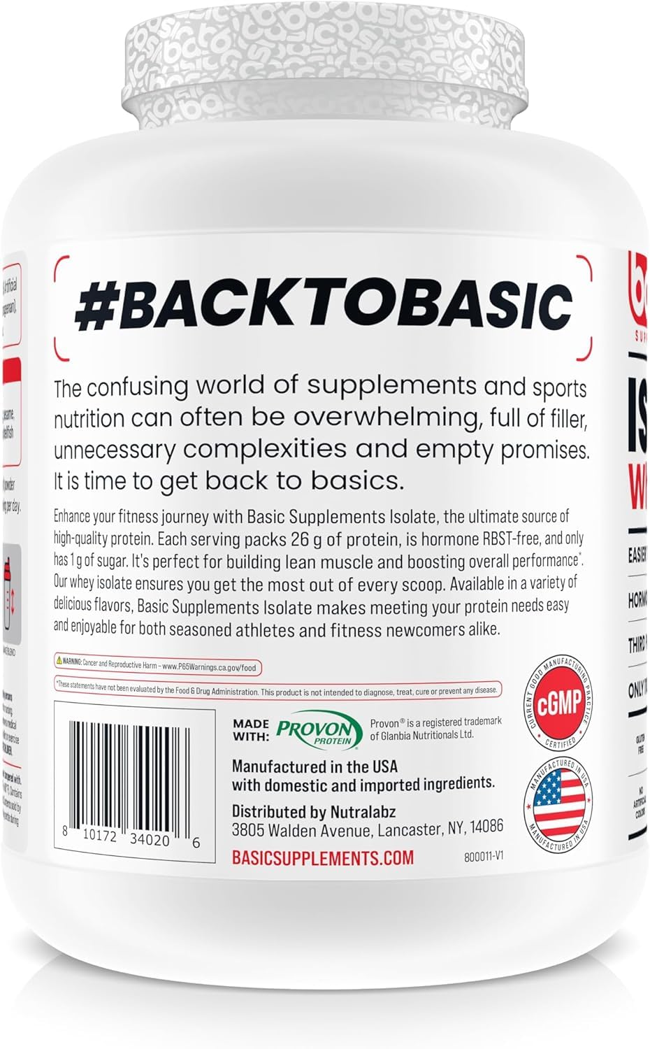 Basic Supplements Whey isolate scoop dissolves quickly, supporting rapid post-workout fueling