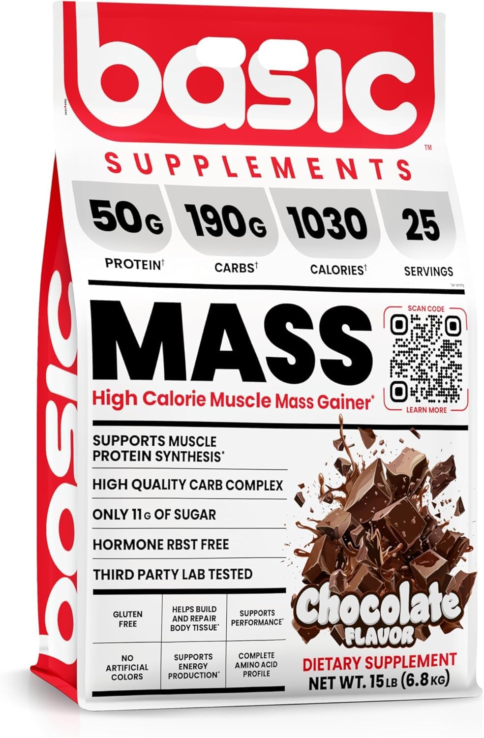 BASIC SUPPLEMENTS Mass Gainer Chocolate 15 lb tub