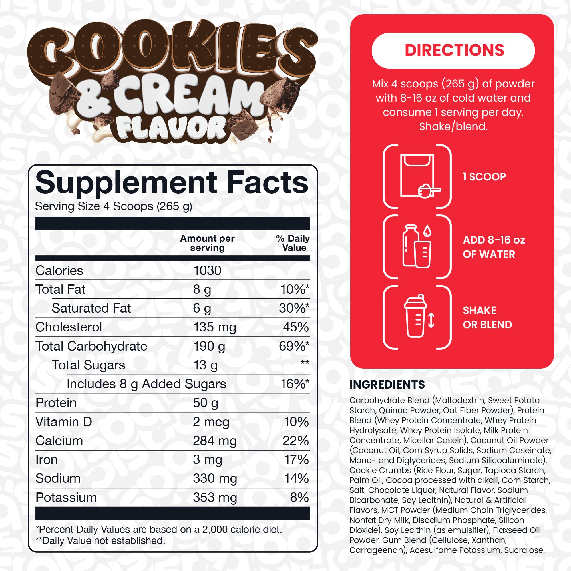 Prepared mass gainer shake in a glass