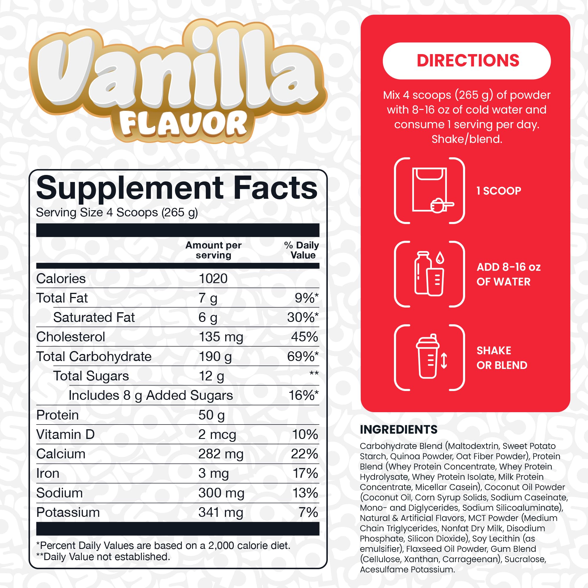 Basic Supplements Mass Gainer Vanilla shake in glass fuels post-workout recovery with calories
