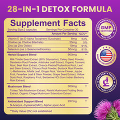 Close-up of Baszy 28-in-1 liver health ingredients label