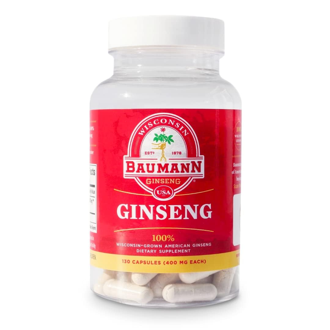 Baumann Wisconsin Ginseng capsules bottle front