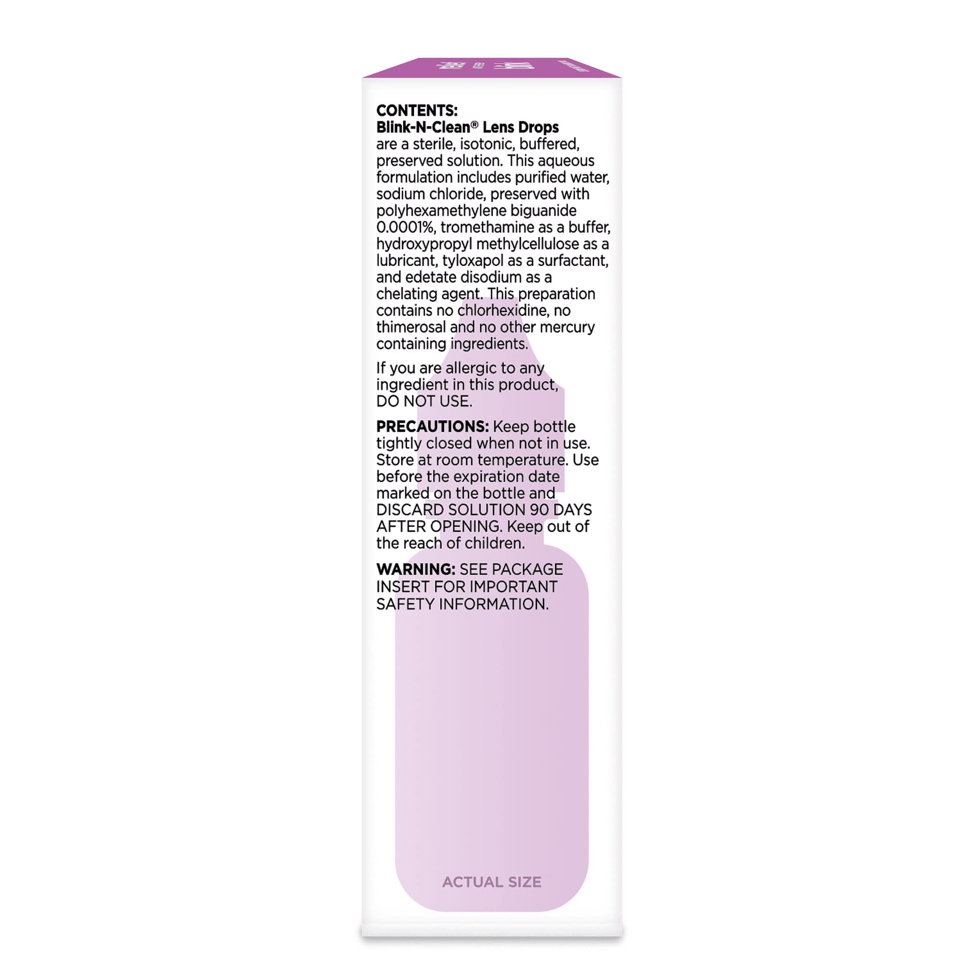 Dropper tip of Blink N Clean lens drops
