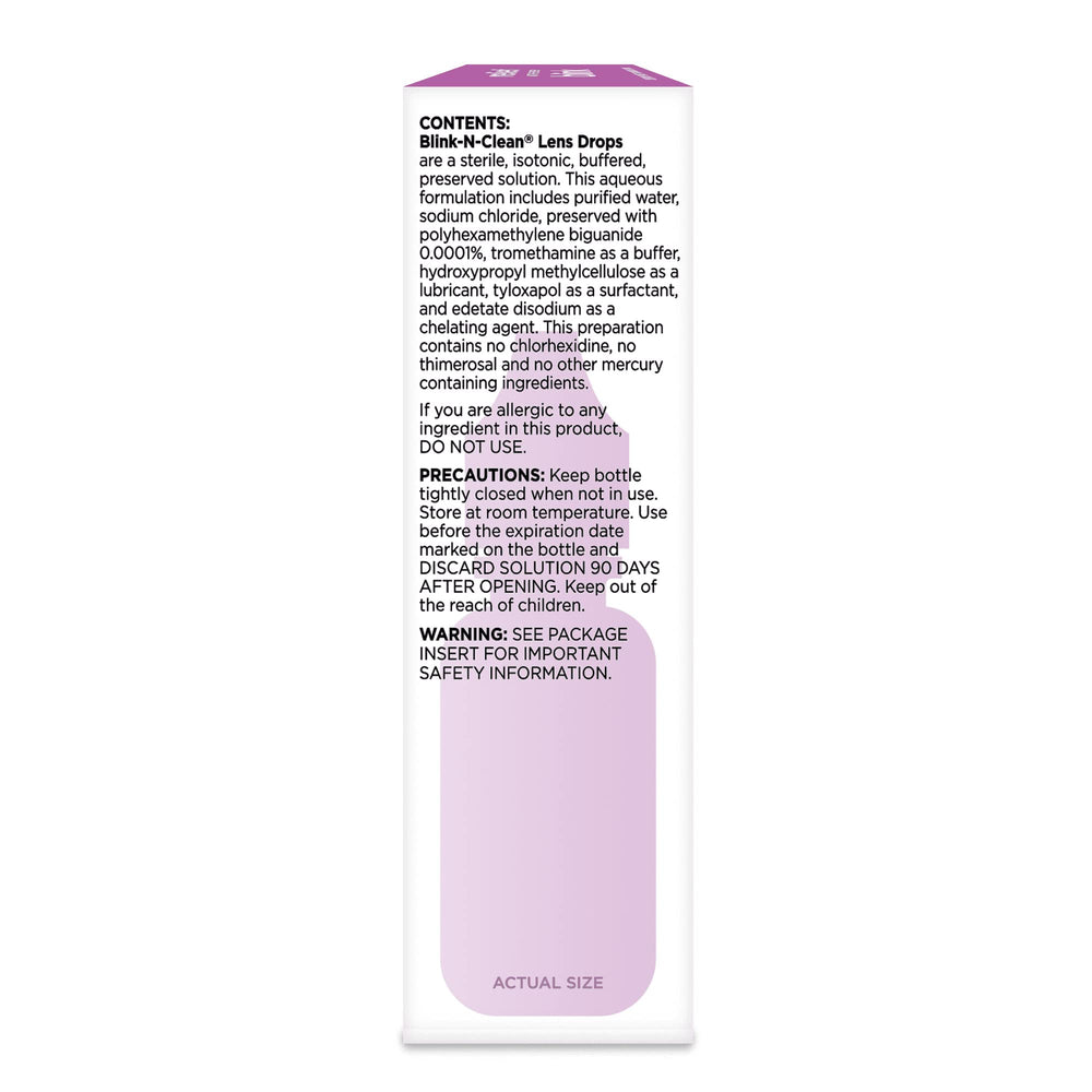 Dropper tip of Blink N Clean lens drops