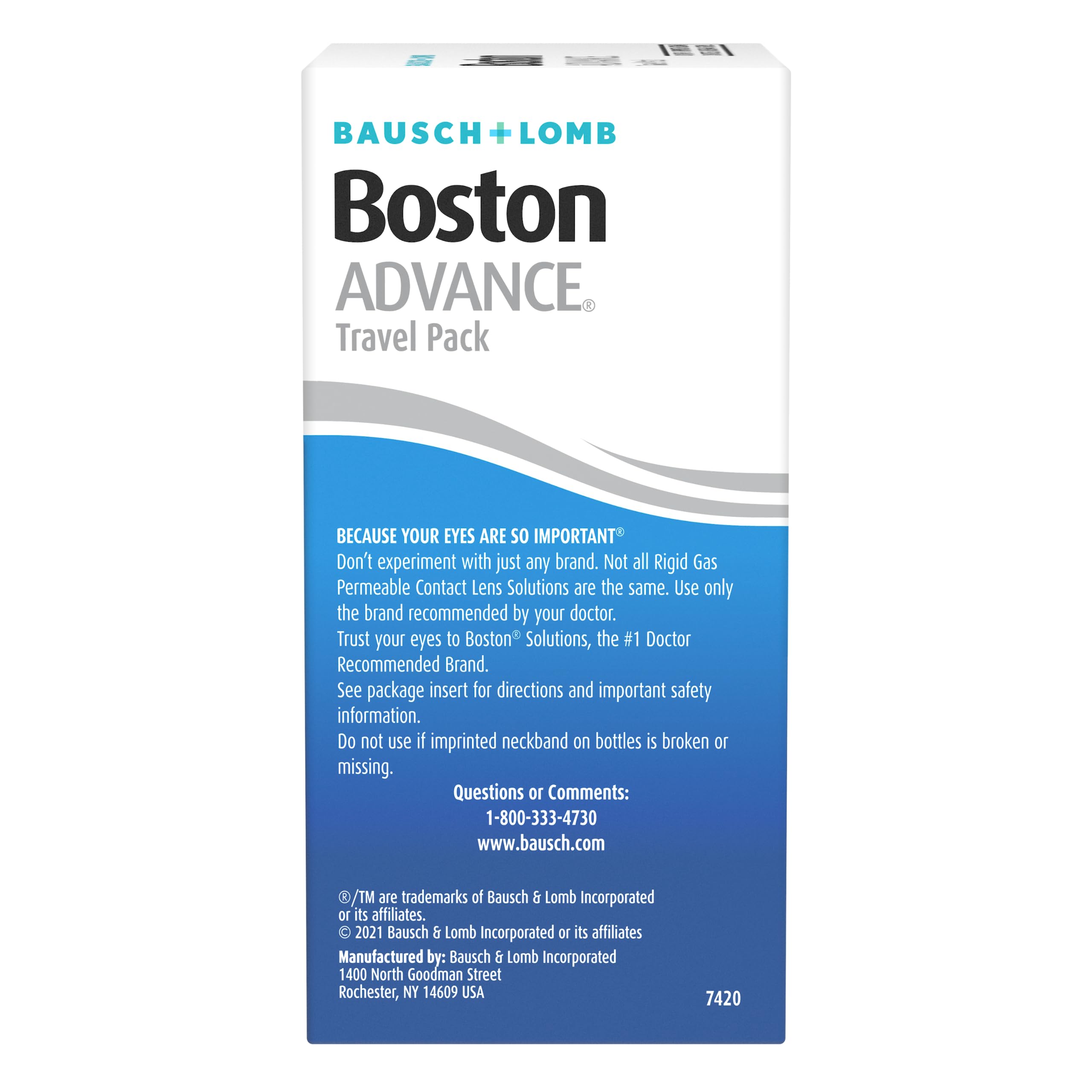 Boston contact lens case included in the travel pack
