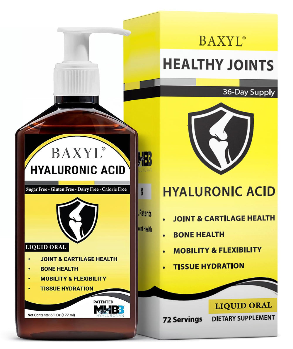 BAXYL Liquid Hyaluronic Acid Joint Relief bottle with dropper