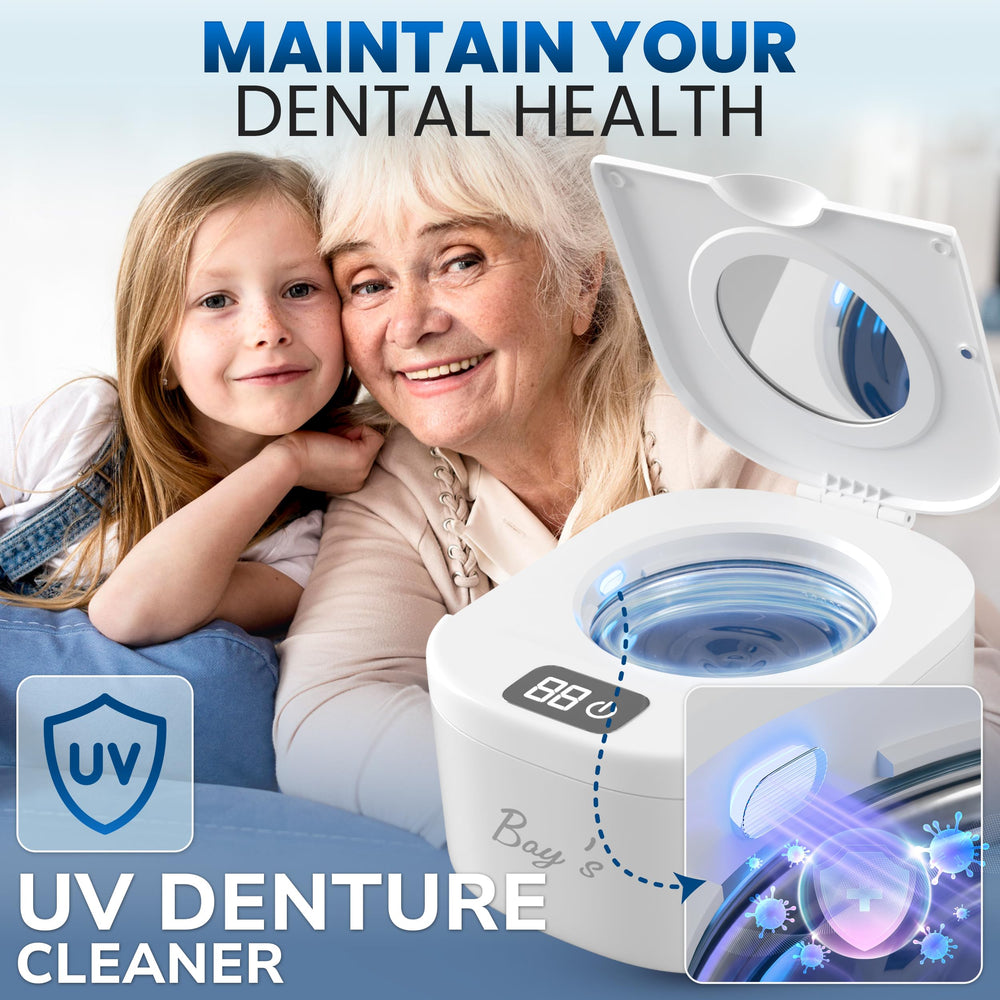 Dentures being cleaned in ultrasonic cleaner