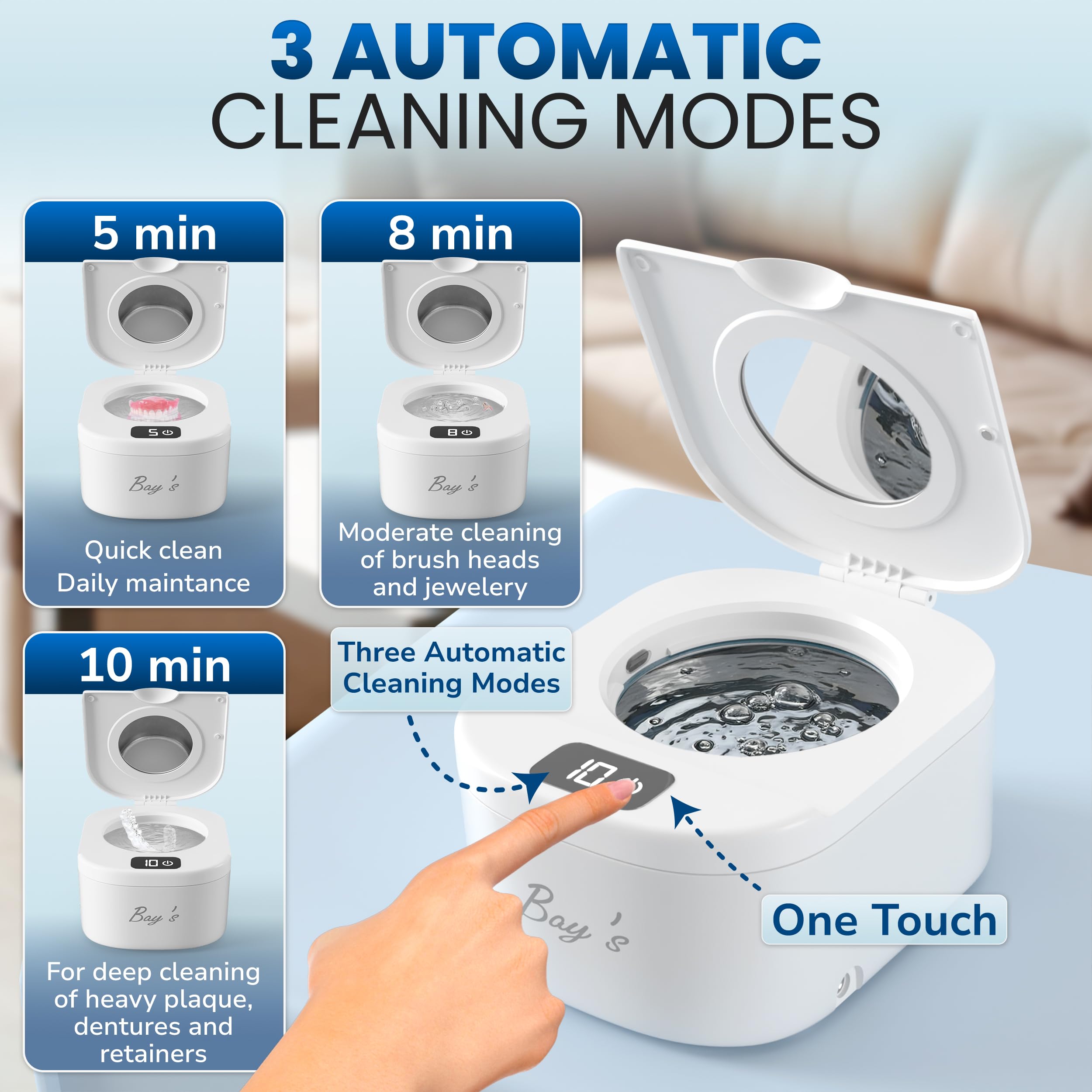 Mouth guards cleaning in ultrasonic cleaner