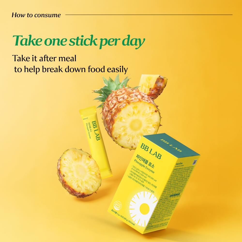 Packaging and pineapple flavor branding for BB LAB Pineapple Enzyme Supplement