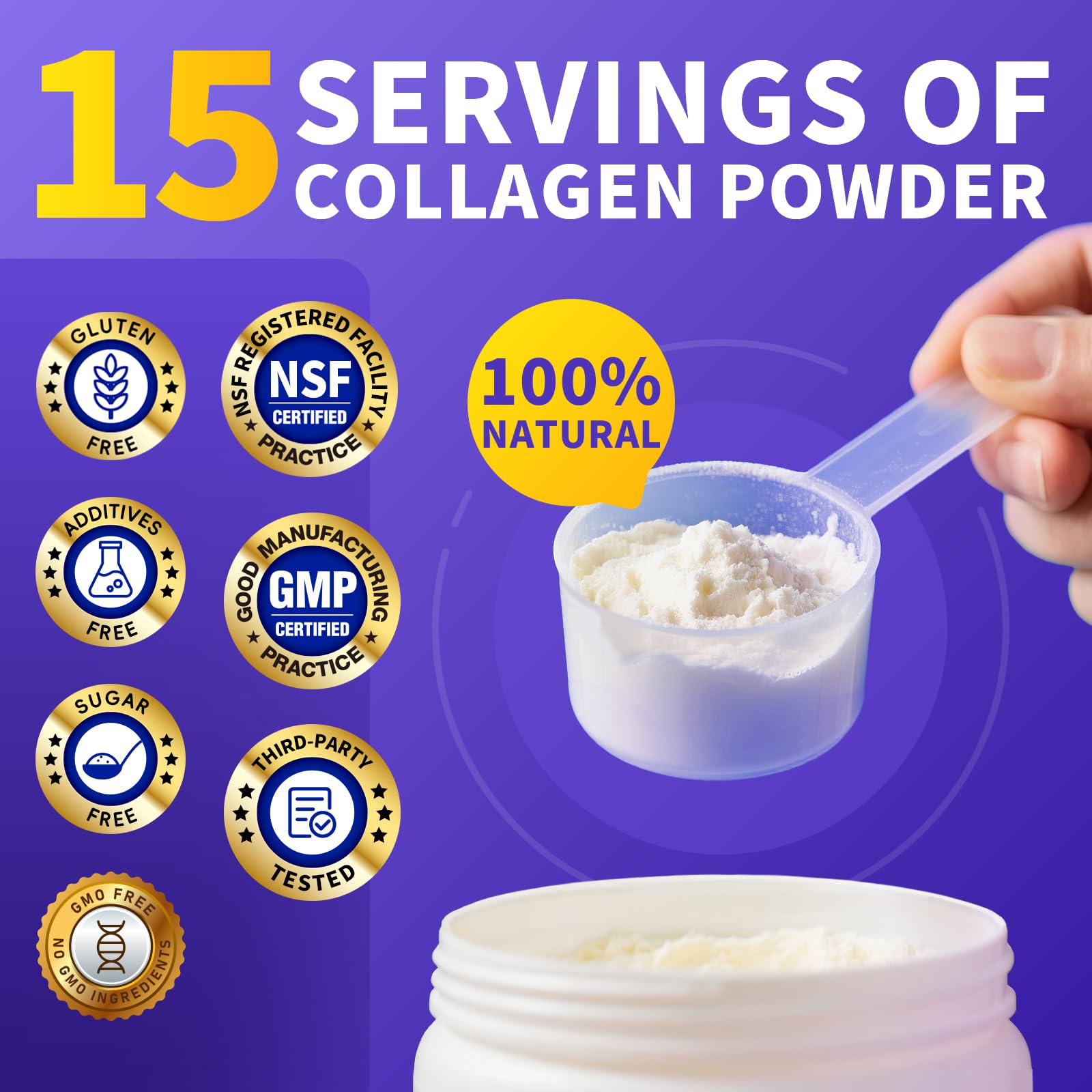 180g (6oz) jar packaging of BBEEAAUU Collagen Peptides Powder