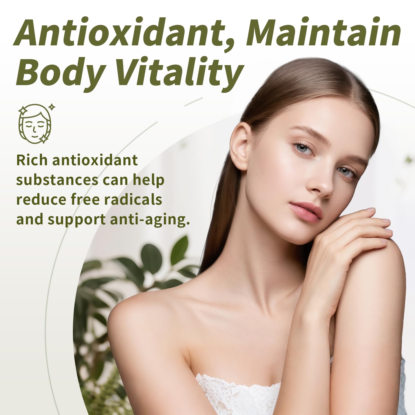 BBEEAAUU soursop capsules with icons emphasizes vegan lifestyle and gluten-free benefits.