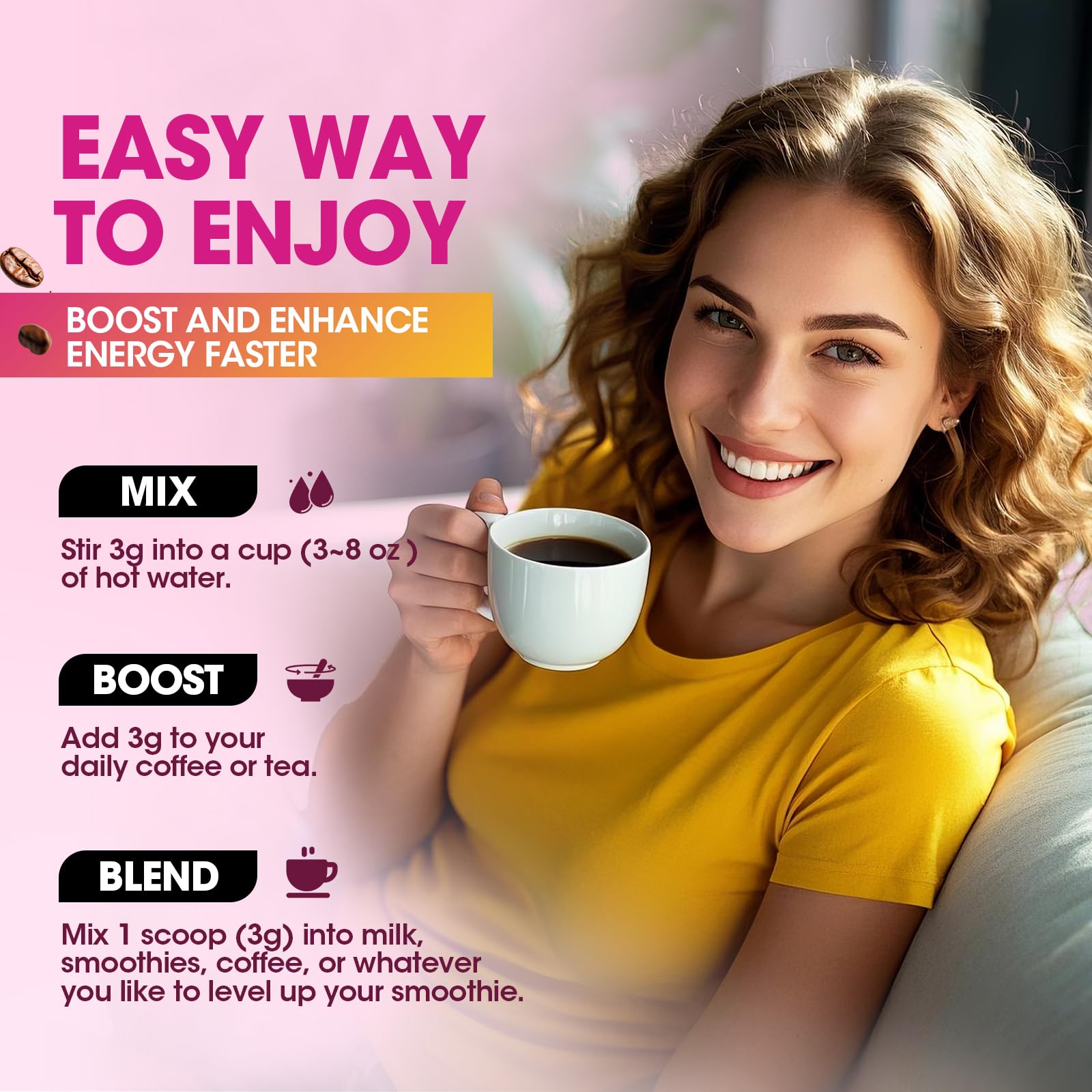 Serving ideas such as smoothies or beverages with mushroom coffee