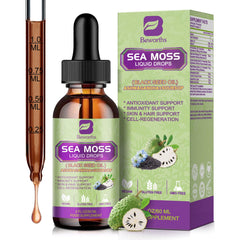 Bottle of B BEWORTHS Sea Moss Liquid Drops with herbal ingredients