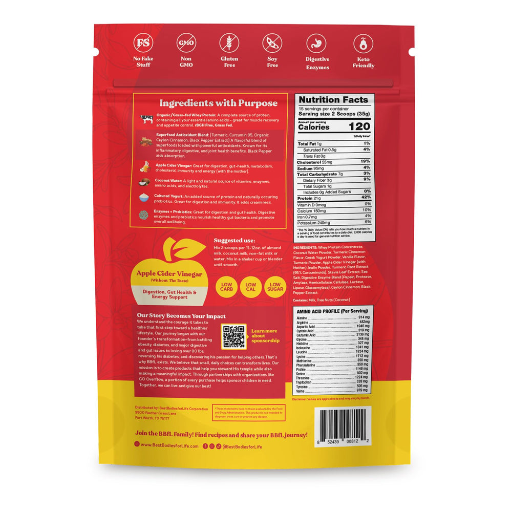 BBfL Grass-Fed Whey Shake offers a low-calorie daily wellness option.