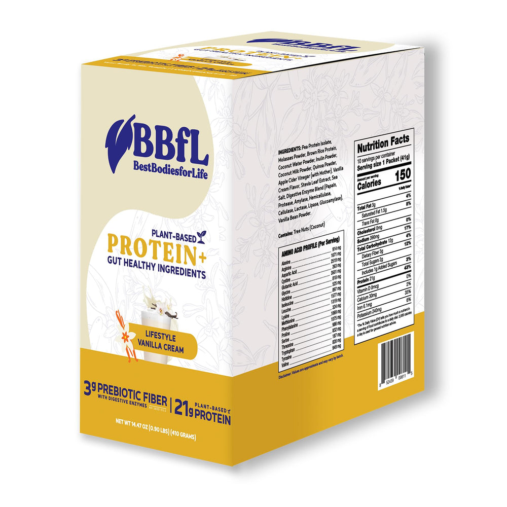 BBfL Plant-Based Protein Shake vanilla creamy pour highlights silky texture for quick post-workout fuel.