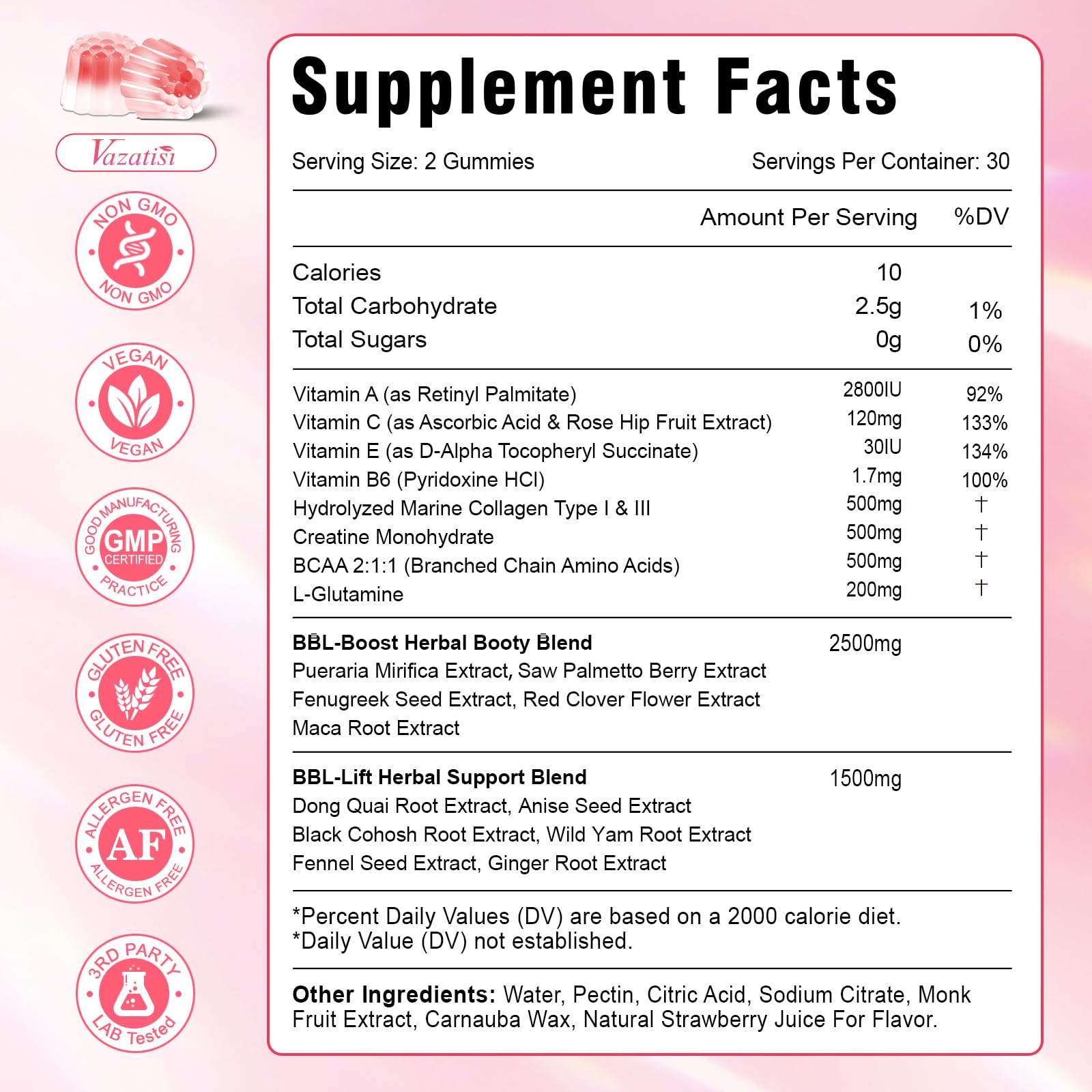 Close-up of BBL Booty Gummies bottle and label