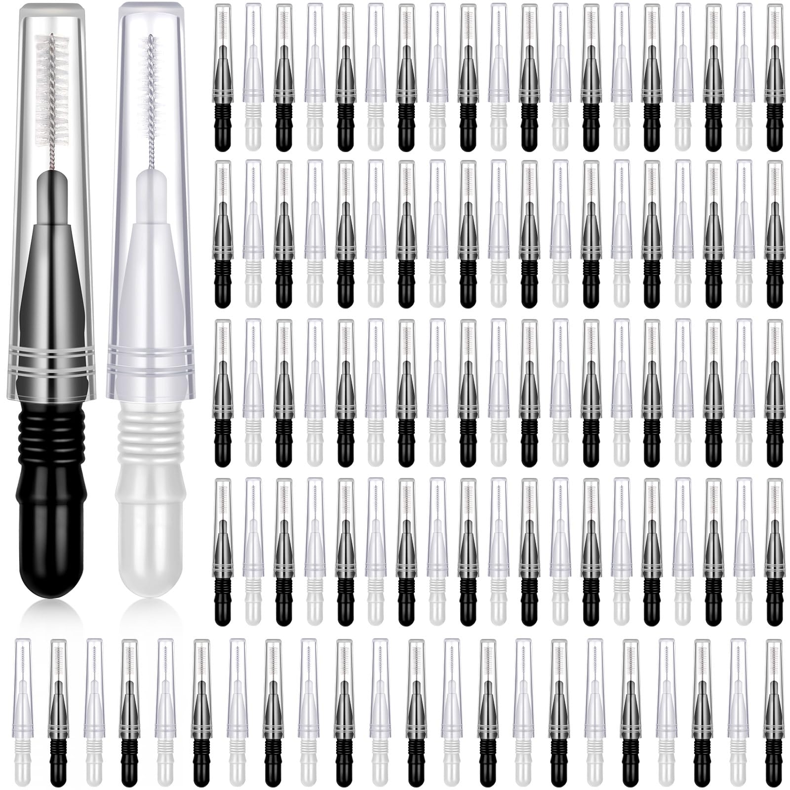 BBTO 100-piece braces dental brush flosser set in black and white