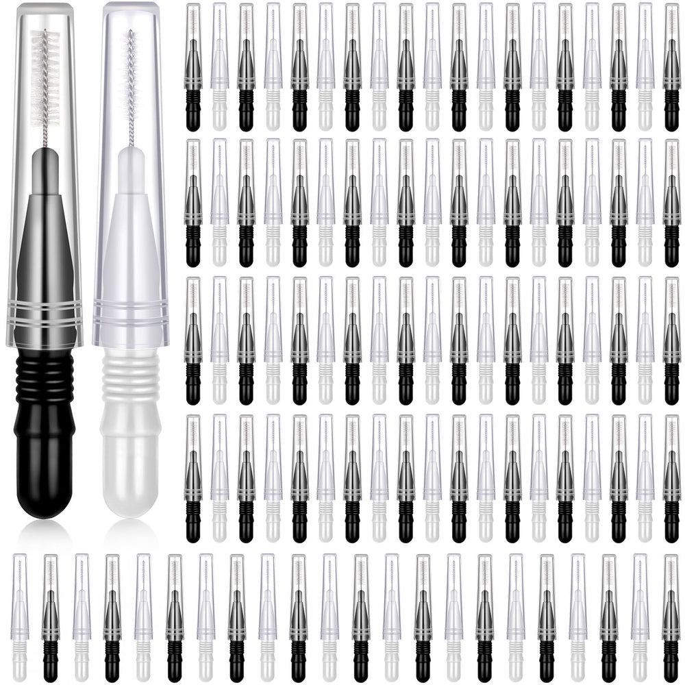 BBTO 100-piece braces dental brush flosser set in black and white