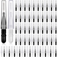 BBTO 100-piece braces dental brush flosser set in black and white