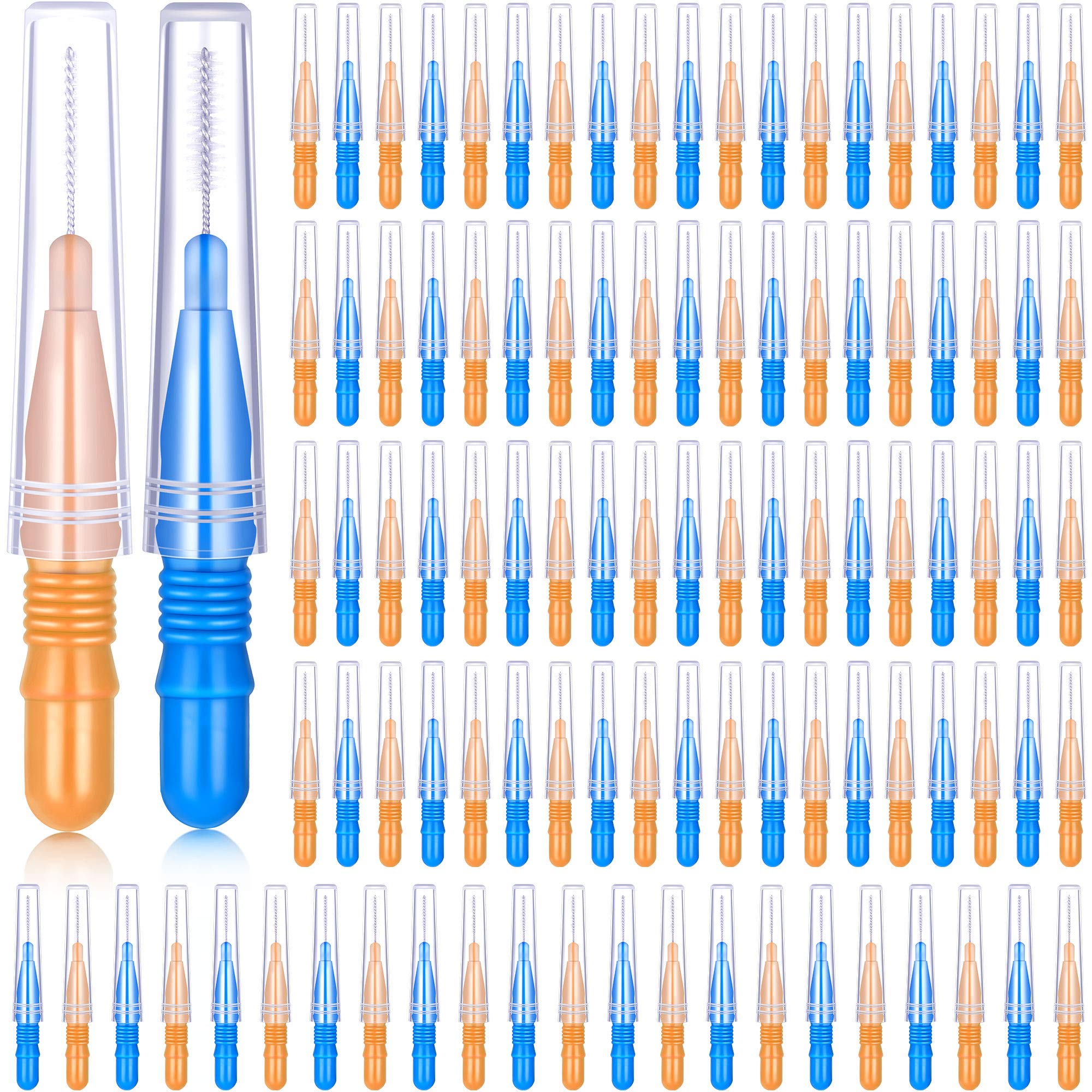 BBTO 100-piece braces dental brush flossers packaging view