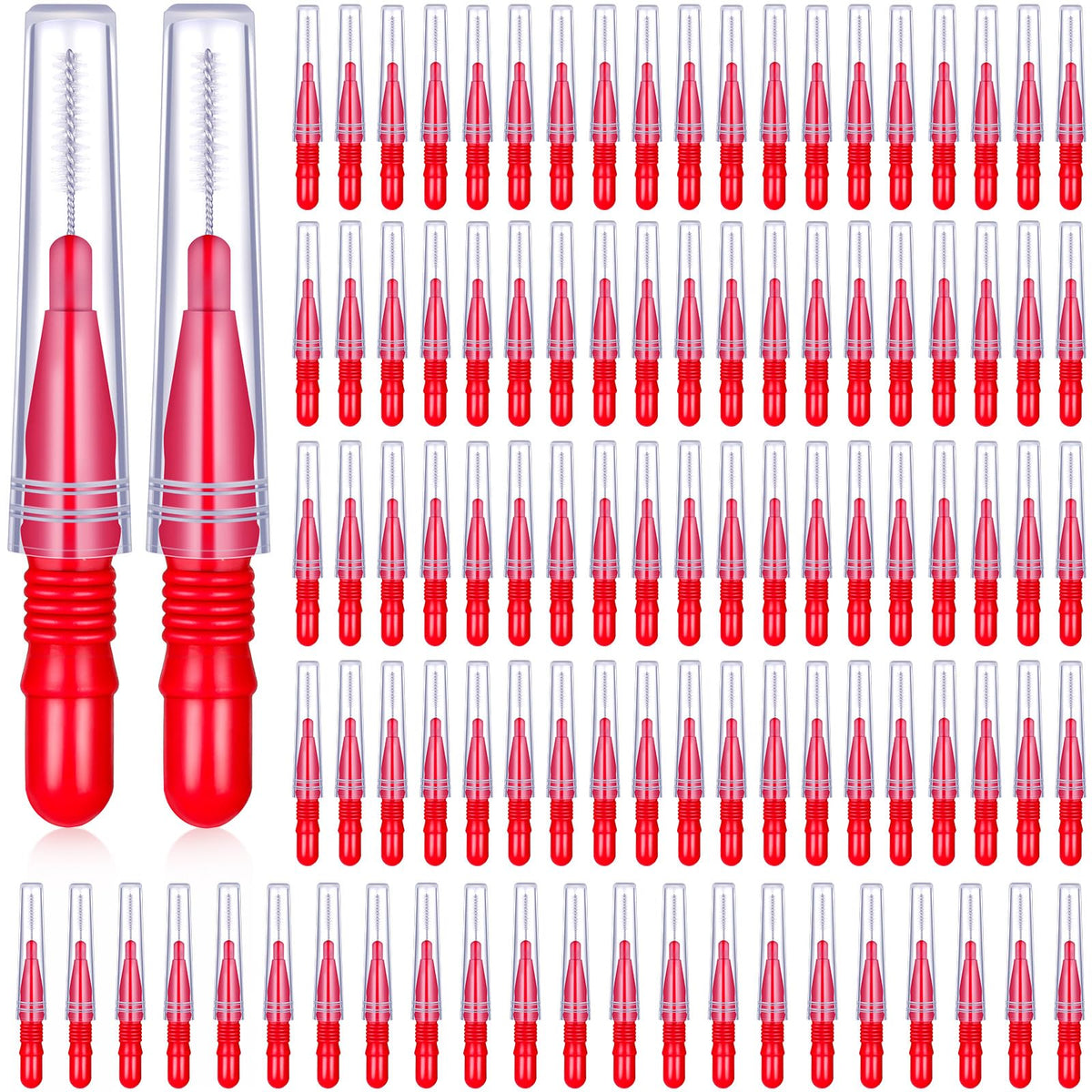 BBTO 100 Pcs Braces Dental Brush Flosser red package front view