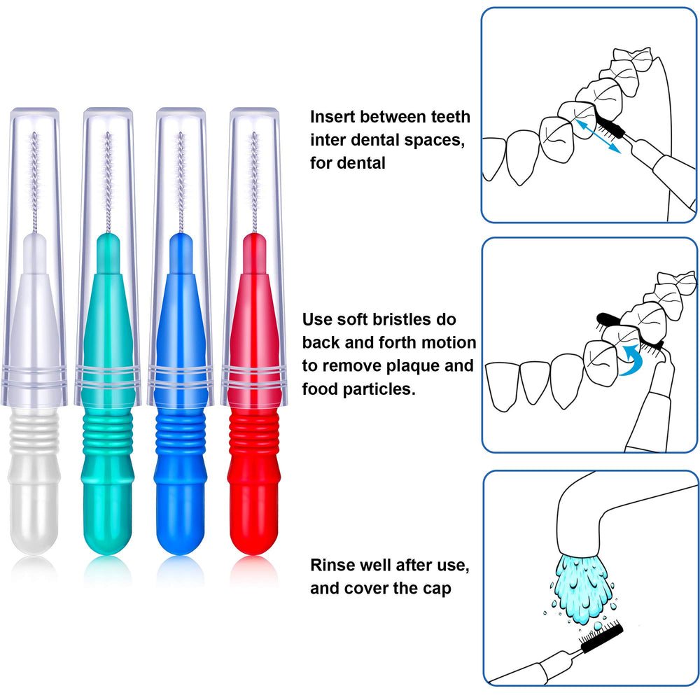 Assorted colors red blue white green dental brush flossers