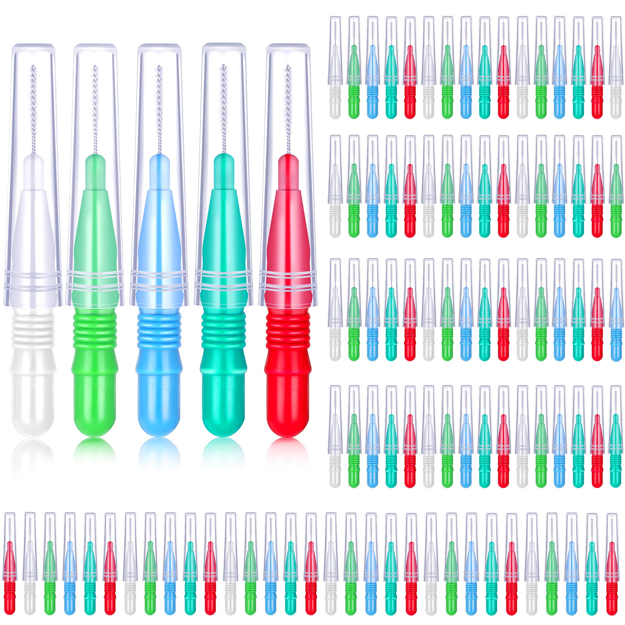 BBTO interdental brushes assortment in Red, White, Green, Light Green, and Light Blue