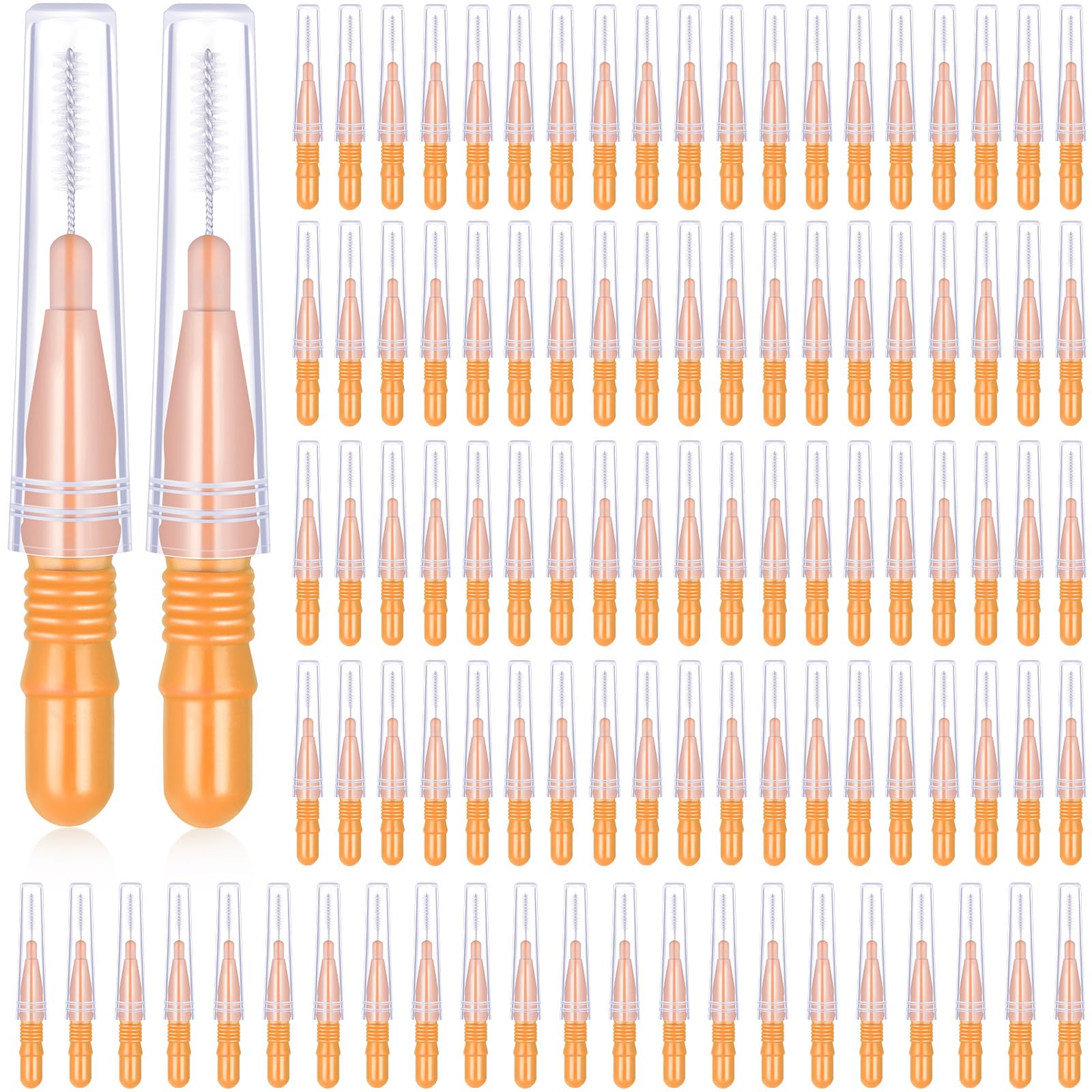 BBTO 100pcs braces dental brush flosser orange packaging