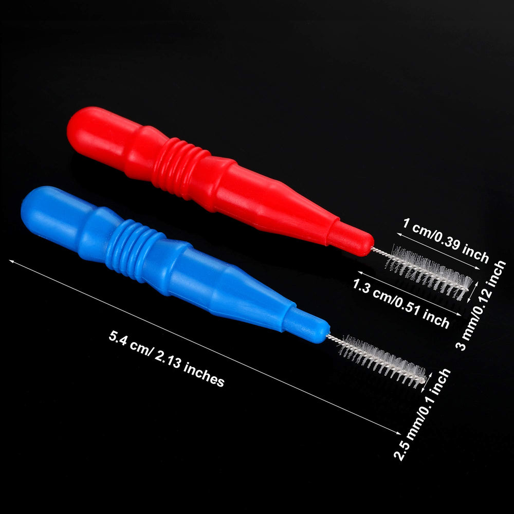 Interdental brush flossers showing nylon-coated wire