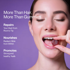 Ingredients panel showing Biotin, Zinc, Folic Acid and Vitamin C