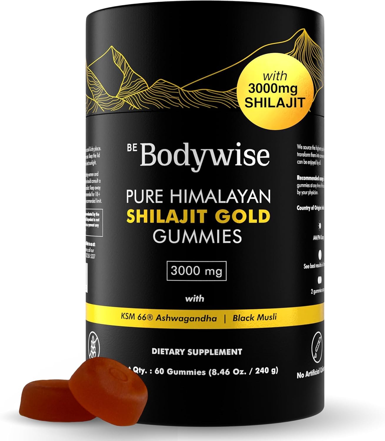 Be Bodywise Himalayan Shilajit Gummies Gold bottle front view
