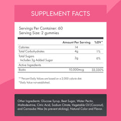 Vegan, non-GMO, pectin-based biotin gummy packaging