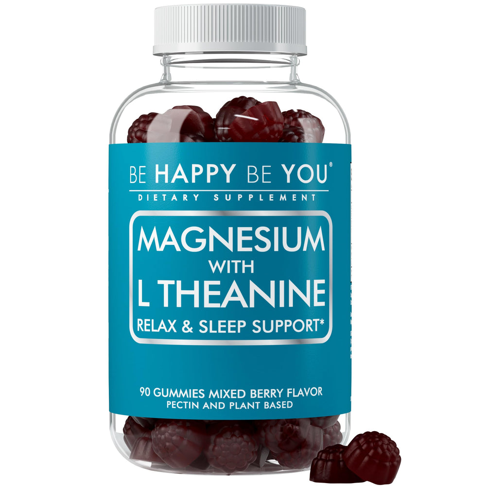 Be Happy Be You magnesium glycinate gummies + L-Theanine bottle front