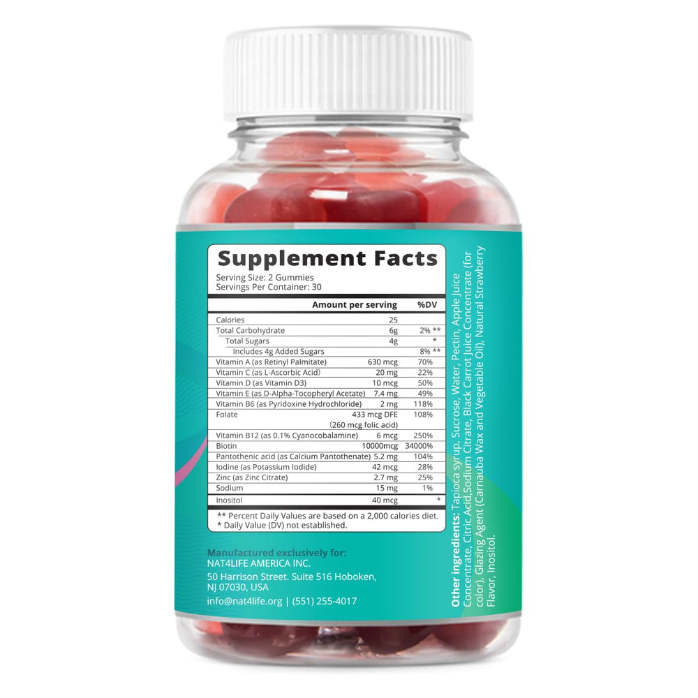 Close-up of BeLive Biotin Gummies label