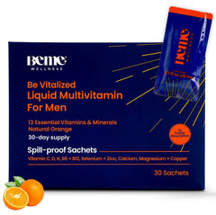 BeMe Liquid Multivitamins for Men orange front packaging
